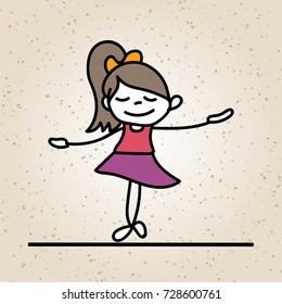hand drawing happy girl line art. abstract people. happiness concept and illustration