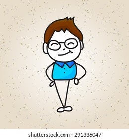 hand drawing happy kids cartoon vector