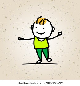 hand drawing happy kids vector illustration