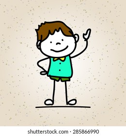 hand drawing happy kids vector illustration