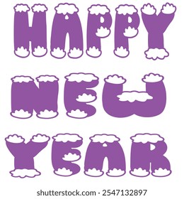 Hand drawing Happy new year with whitw background