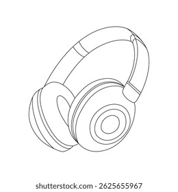 Hand Drawing Headphones Line Art Illustration, Doodle vector illustration, Drawing of Earphone on isolated background, simple linear style, Sketch of earpiece for music during sports training.