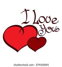 Hand drawing heart with a declaration of love.