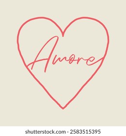 Hand drawing heart shape with amore vector graphic