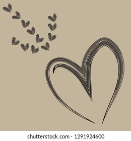 Hand drawing heart shape with a group of heart shape like arrow. Easy vector design for Valentine's day greeting card.