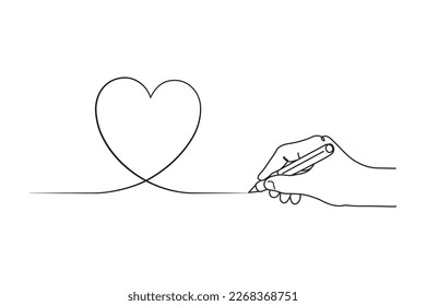 Hand drawing heart sign symbol line drawing illustration. 