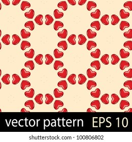 Hand drawing hearts pattern. Seamless vector background