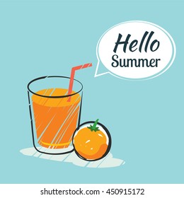 Hand drawing hello summer card.