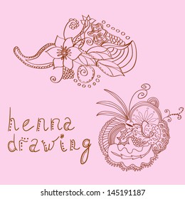 hand drawing henna pictures.Two patterns
