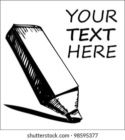 Hand drawing highlighter and sample text. Sketch vector icon