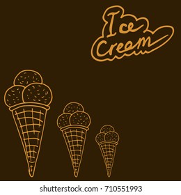 Hand drawing ice cream doodles icon and menu logo background
