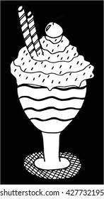 hand drawing of ice cream in the glass