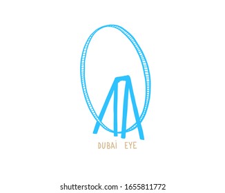 hand drawing icon of Dubai eye - the largest in the world, UAE, vector illustration