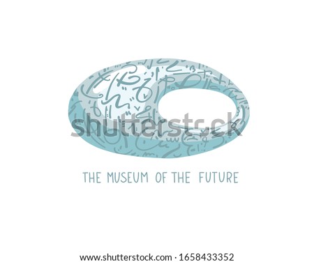 hand drawing icon - the museum of the future in Dubai, United Arab Emirates, Middle East, vector illustration in flat style