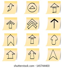 hand drawing icon on paper note stickers eps10
