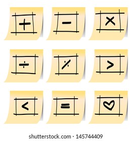 hand drawing icon on paper note stickers eps10