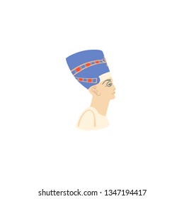 hand drawing icon of queen nefertiti portrait, vector illustration