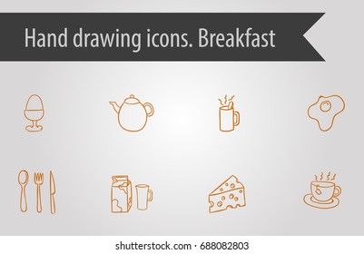 Hand drawing icons. Breakfast