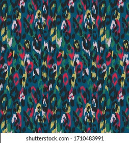 hand drawing ikat style leopard skin design