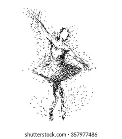 Hand drawing illustration of ballerinas