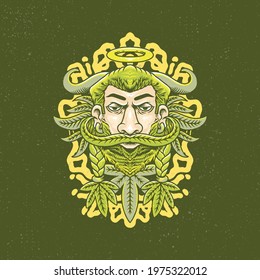 Hand drawing illustration cannabis combination artwork, the concept from the cannabis comunity for healthy. Design for tshirt design or merchandise