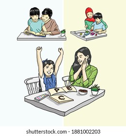 Hand Drawing Illustration Children Learn 