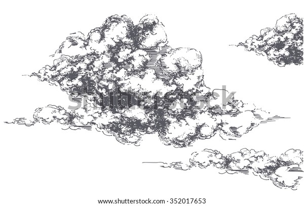 Hand Drawing Illustration Clouds Black Pen Stock Vector (Royalty Free