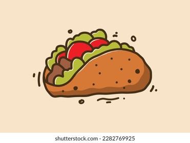 Hand drawing illustration design of mexican food tacos