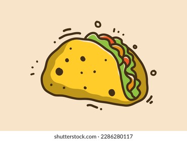 Hand drawing illustration design of mexican food tacos