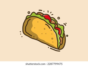 Hand drawing illustration design of mexican food tacos