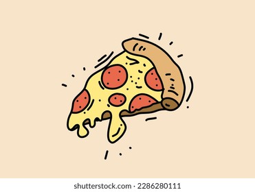 Hand drawing illustration design of pizza slice