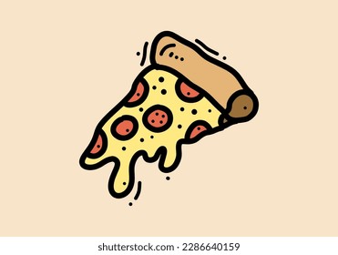 Hand drawing illustration design of pizza slice