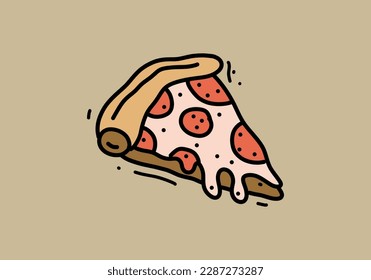 Hand drawing illustration design of pizza slice
