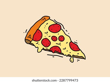 Hand drawing illustration design of pizza slice