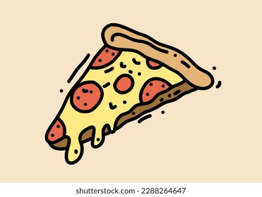 Hand drawing illustration design of pizza slice