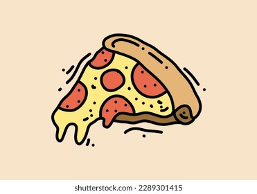 Hand drawing illustration design of pizza slice