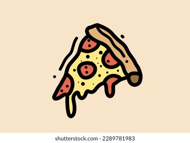 Hand drawing illustration design of pizza slice