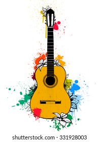 Hand drawing illustration - Hawaiian guitar