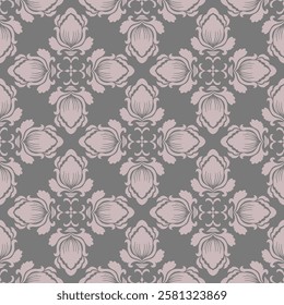 Hand drawing illustration Intricate vintage damask wallpaper with floral pattern design for fabric, printed, background.