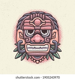 Hand drawing illustration with line art style and high detailed. Traditional face mask style