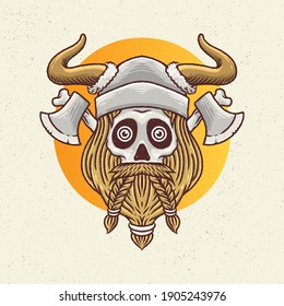 Hand drawing illustration with line art style and high detailed. Skull combination with peace, summer, viking, camera, wings, pencil, wine, coffee, and lights.