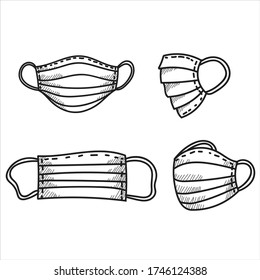 vector de máscara de ilustración de dibujo manual