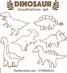 hand drawing illustration set of dinosaurs