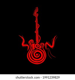 Hand drawing illustration vector graphic of guitar