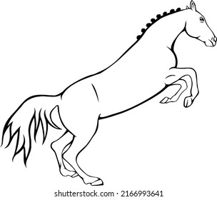 Hand drawing illustrations of and free horse jumping 