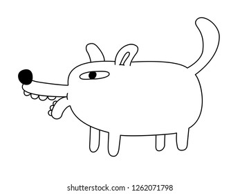 Hand drawing isolated funny dog. Vector  illustration.