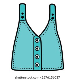 Hand Drawing of Woman’s Jeans Vest with Casual and Trendy Details