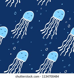 Hand drawing jellyfish print design with slogan. Vector illustration design for fashion fabrics, textile graphics, prints.