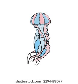 Hand drawing jellyfish. Summer vector illustration.