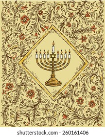 hand drawing jewish design background